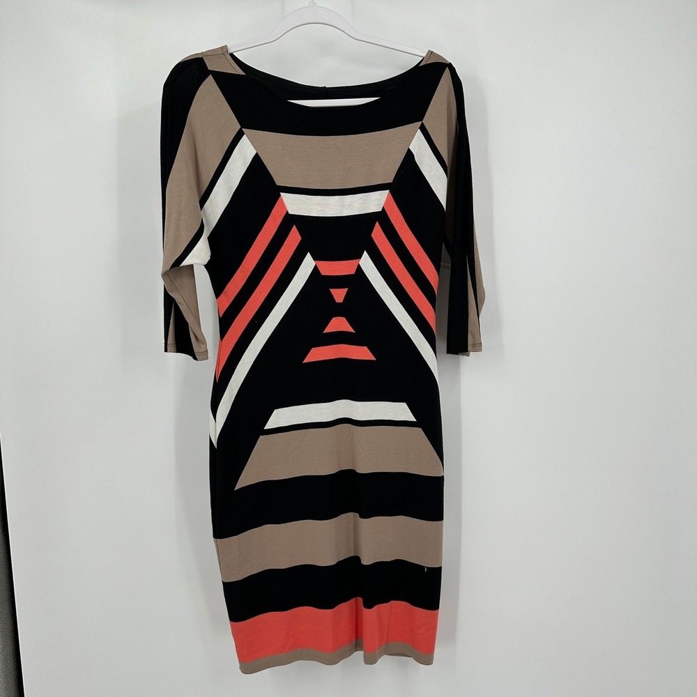 Joseph Ribkoff Womens Mod Geometric Striped Sheath Dress Size 8 Office Career